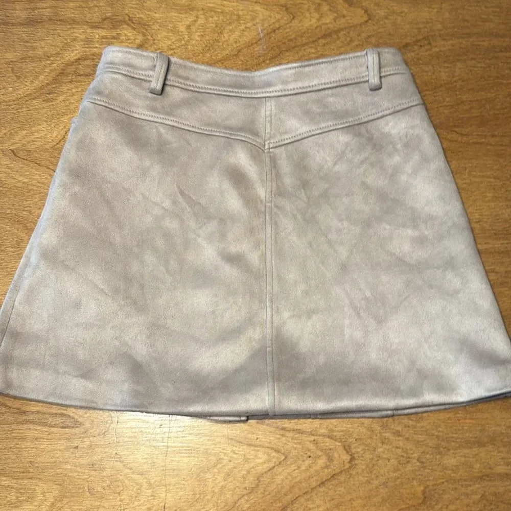 Zara TRF Suede Mini Skirt with Button Detail